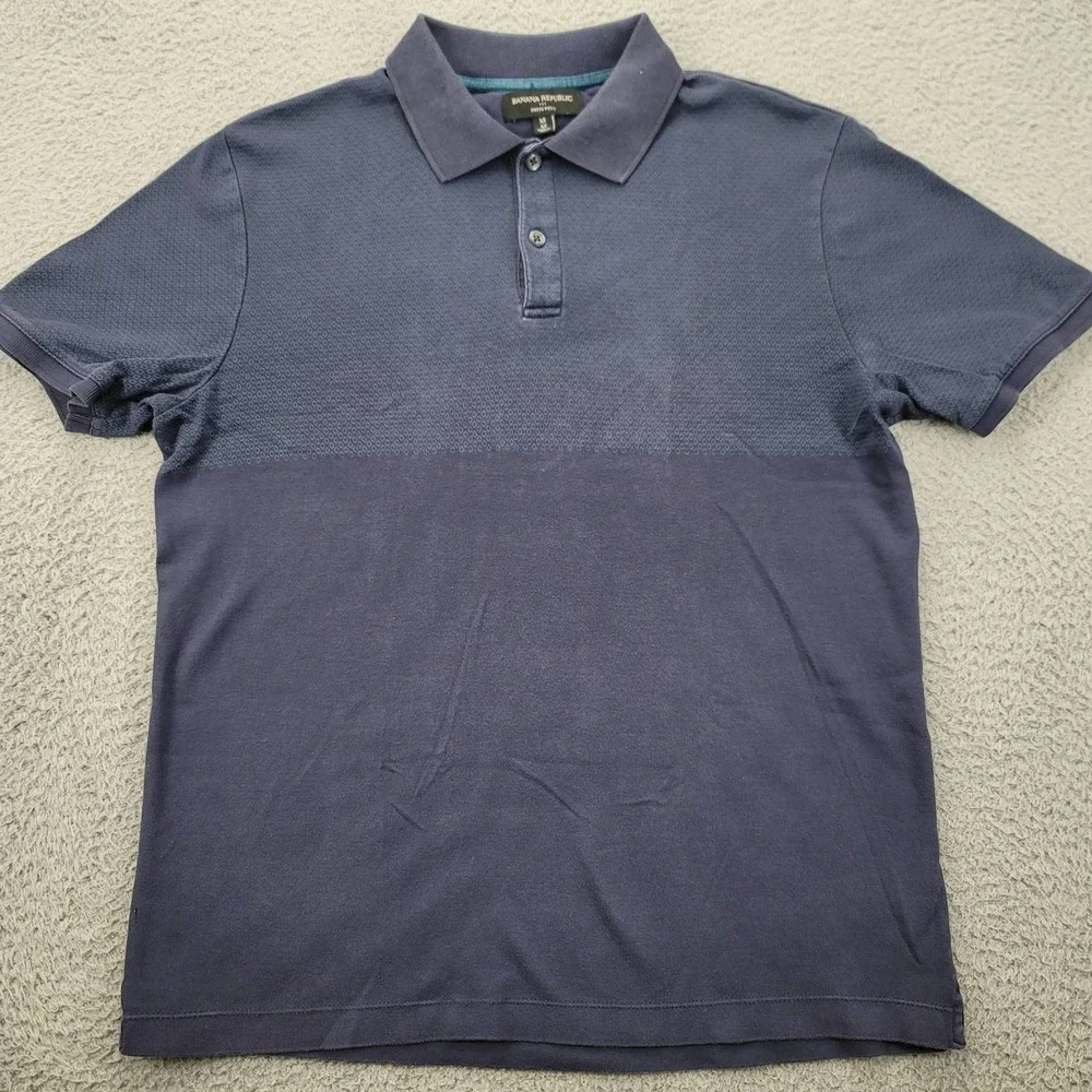 Banana Republic Shirt Mens Medium Blue Dress Polo‎ Short Sleeve Classiccore